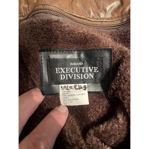 Haband Executive Division Leather Black Patchwork Coat Men's L - Picture 2 of 5